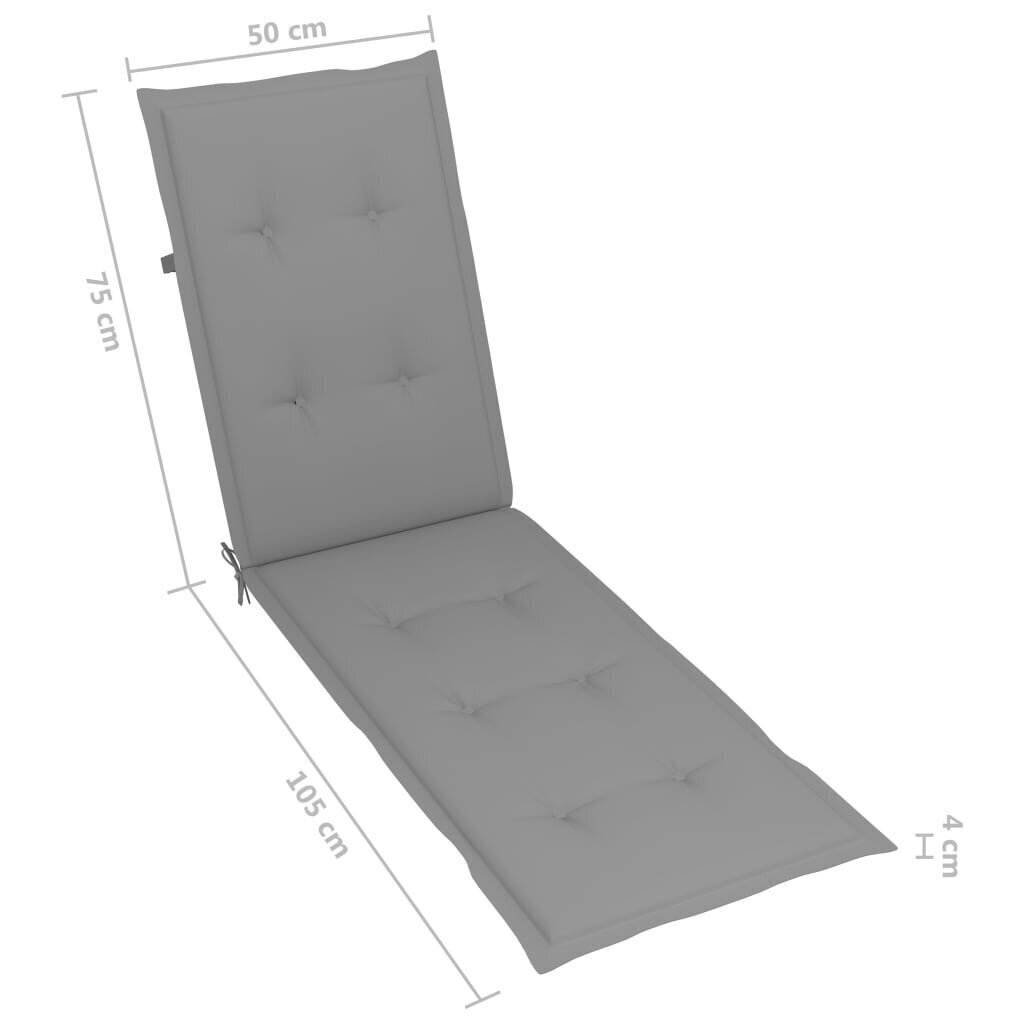 vidaXL atpūtas krēsla matracis, pelēks, (75+105)x50x4 cm cena un informācija | Krēslu paliktņi | 220.lv