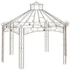 vidaXL dārza paviljons, 558x350x408 cm, antīki brūna dzelzs cena un informācija | Dārza nojumes un lapenes | 220.lv