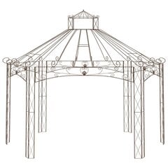 vidaXL dārza paviljons, 558x350x408 cm, antīki brūna dzelzs cena un informācija | Dārza nojumes un lapenes | 220.lv