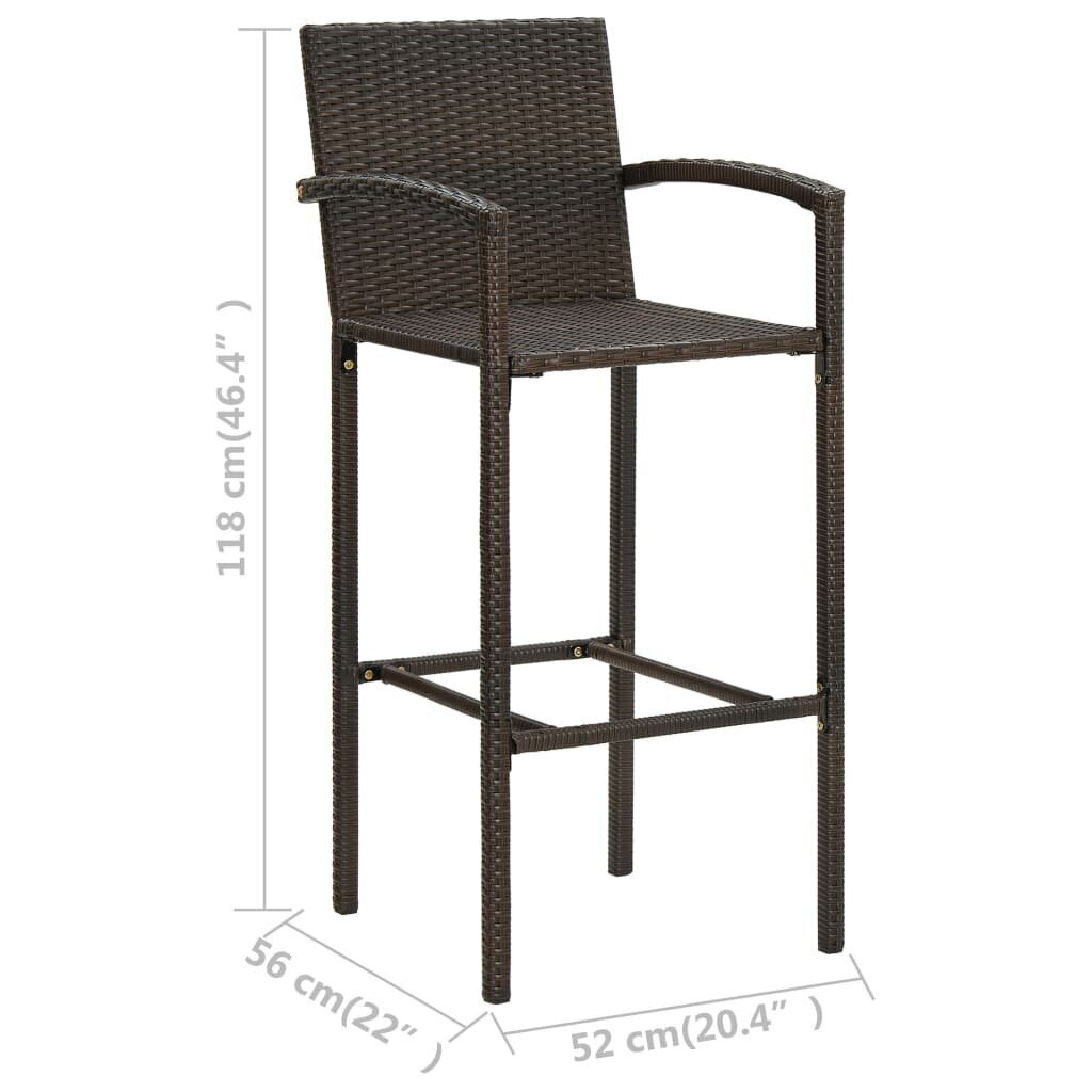 vidaXL bāra krēsli, 4 gab., brūna PE rotangpalma cena un informācija | Virtuves un ēdamistabas krēsli | 220.lv