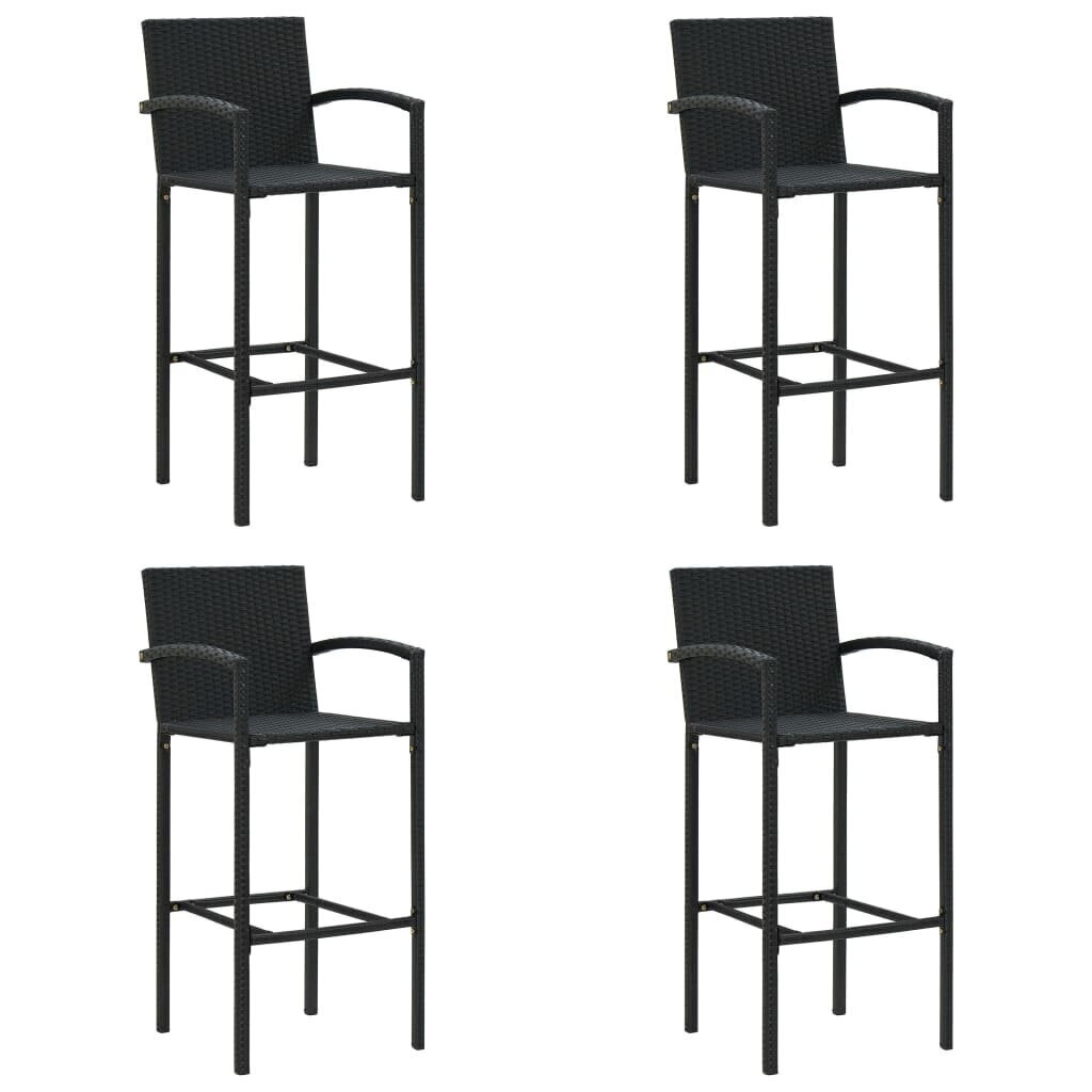 vidaXL bāra krēsli, 4 gab., melna PE rotangpalma cena un informācija | Virtuves un ēdamistabas krēsli | 220.lv