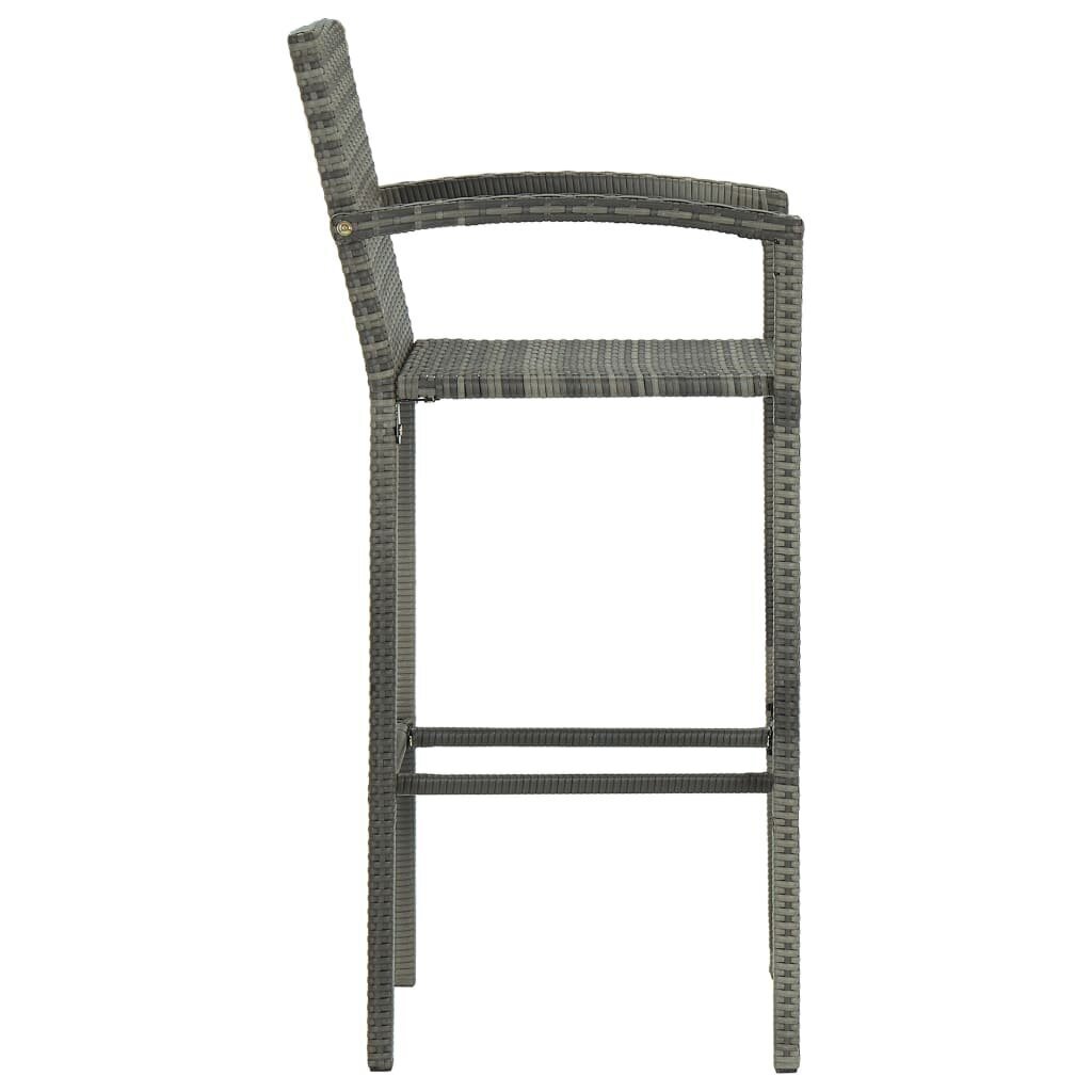 vidaXL bāra krēsli, 4 gab., pelēka PE rotangpalma cena un informācija | Virtuves un ēdamistabas krēsli | 220.lv