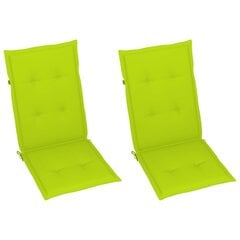 vidaXL dārza krēslu matrači, 2 gab., spilgti zaļi, 120x50x4 cm cena un informācija | Krēslu paliktņi | 220.lv