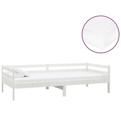 vidaXL dīvāngulta ar matraci, 90x200 cm, balta, priedes masīvkoks цена и информация | Кровати | 220.lv