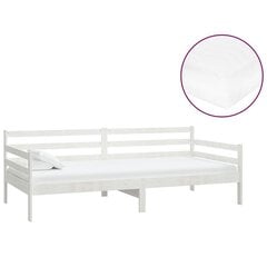 vidaXL dīvāngulta ar matraci, 90x200 cm, balta, priedes masīvkoks cena un informācija | Gultas | 220.lv