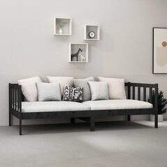 vidaXL dīvāngulta ar matraci, 90x200 cm, melna, priedes masīvkoks цена и информация | Кровати | 220.lv