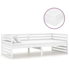 vidaXL dīvāngulta ar matraci, 90x200 cm, balta, priedes masīvkoks cena un informācija | Gultas | 220.lv