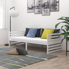 vidaXL dīvāngulta ar matraci, 90x200 cm, balta, priedes masīvkoks цена и информация | Кровати | 220.lv