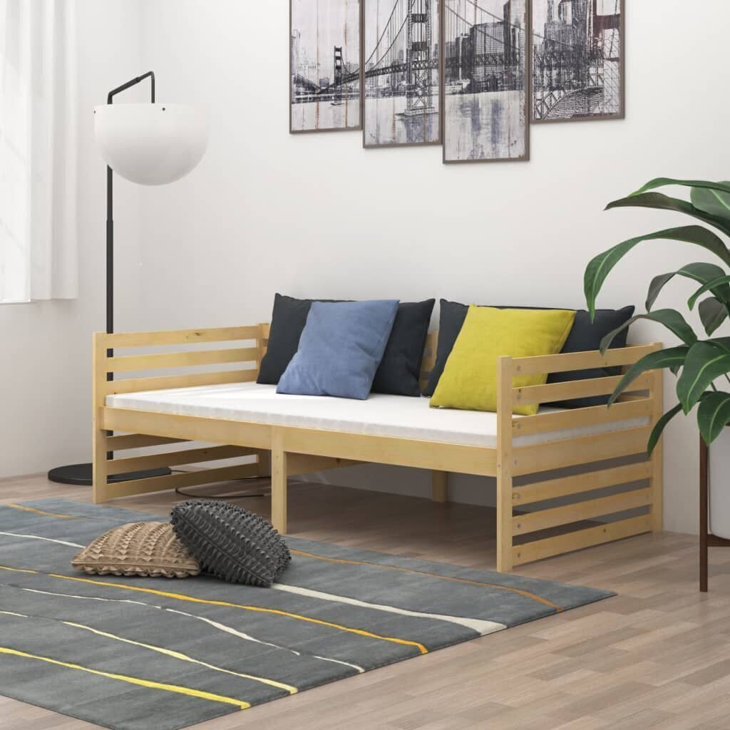 vidaXL dīvāngulta ar matraci, 90x200 cm, priedes masīvkoks цена и информация | Gultas | 220.lv