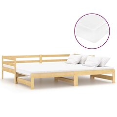vidaXL izvelkama gulta, 2x(90x200) cm, priedes masīvkoks cena un informācija | Gultas | 220.lv