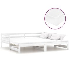 vidaXL izvelkama gulta, 2x(90x200) cm, balta, priedes masīvkoks цена и информация | Кровати | 220.lv