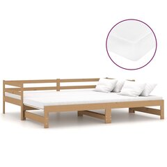 vidaXL izvelkama gulta, 2x(90x200) cm, medus brūna, priedes masīvkoks cena un informācija | Gultas | 220.lv