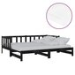 vidaXL izvelkama gulta, 2x(90x200) cm, melna, priedes masīvkoks cena un informācija | Gultas | 220.lv