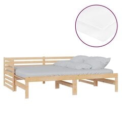 vidaXL izvelkama gulta, 2x(90x200) cm, priedes masīvkoks цена и информация | Кровати | 220.lv
