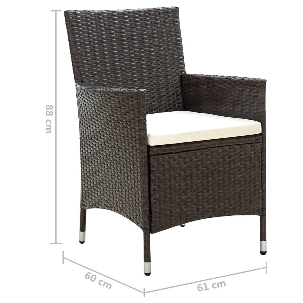 Dārza krēsli vidaXL, 4 gab., ar matračiem, brūni цена и информация | Dārza krēsli | 220.lv