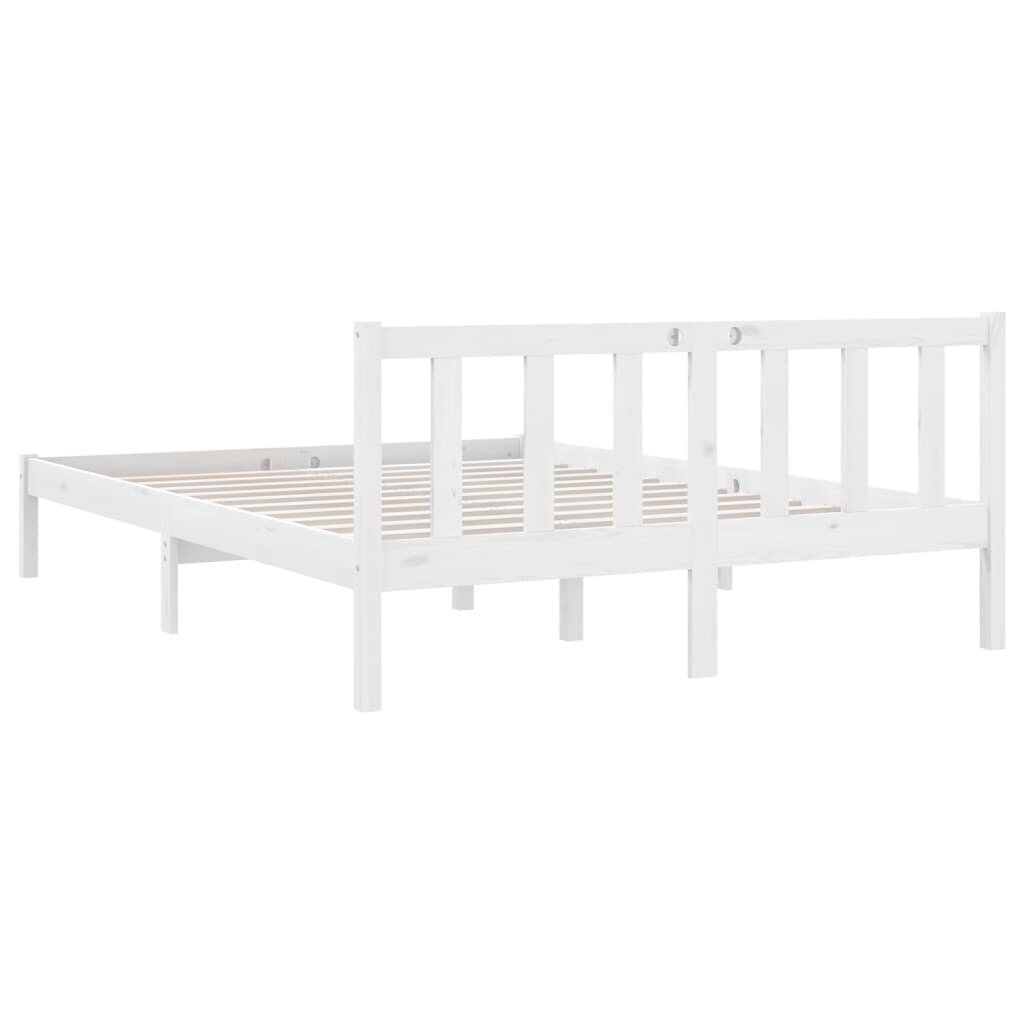vidaXL gultas rāmis, balts, 120x200 cm, priedes masīvkoks cena un informācija | Gultas | 220.lv