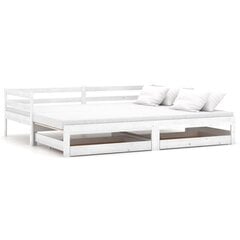 vidaXL izvelkama gulta, 2x(90x200) cm, balta, priedes masīvkoks cena un informācija | Gultas | 220.lv