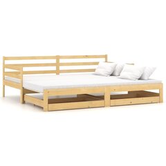 vidaXL izvelkama gulta, 2x(90x200) cm, priedes masīvkoks cena un informācija | Gultas | 220.lv