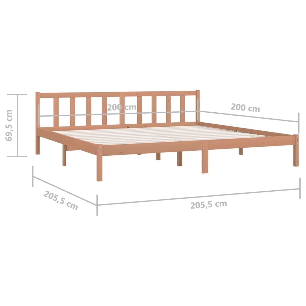 vidaXL gultas rāmis, medus brūns, priedes masīvkoks, 200x200 cm cena un informācija | Gultas | 220.lv