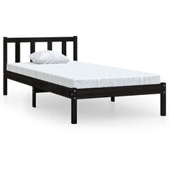 vidaXL gultas rāmis, melns, priedes masīvkoks, 75x190 cm цена и информация | Кровати | 220.lv