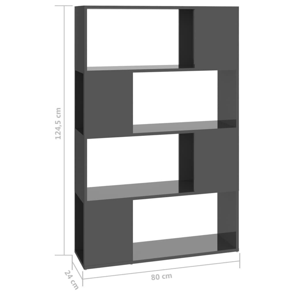 Grāmatu skapis/telpas dalītājs, 80x24x124,5 cm, pelēks cena un informācija | Plaukti | 220.lv