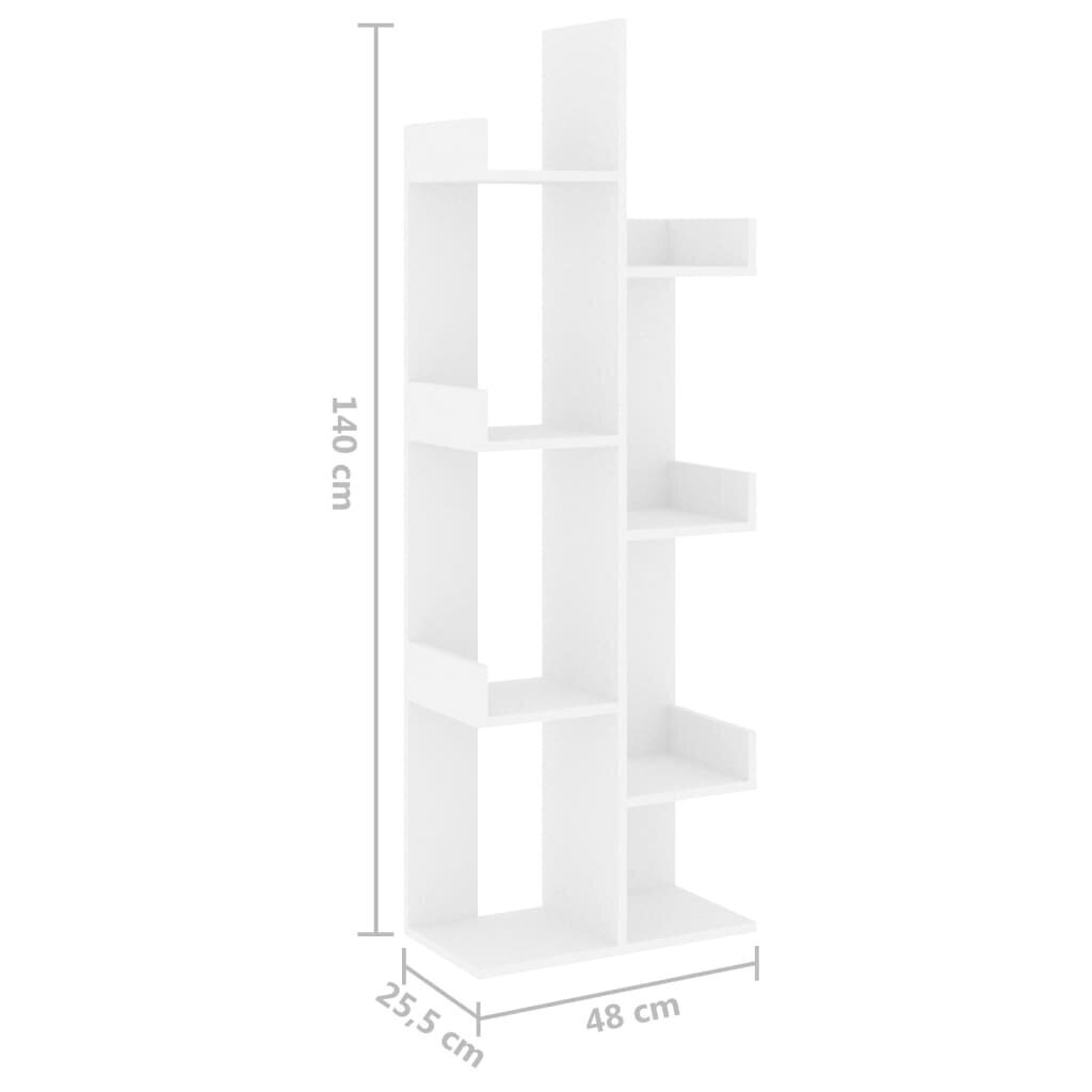 vidaXL grāmatu plaukts, balts, 48x25,5x140 cm, skaidu plāksne cena un informācija | Plaukti | 220.lv