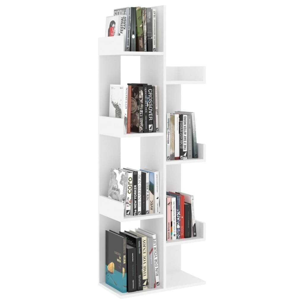 vidaXL grāmatu plaukts, balts, 48x25,5x140 cm, skaidu plāksne cena un informācija | Plaukti | 220.lv