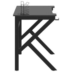vidaXL datorspēļu galds, K-formas kājas, melns, 110x60x75 cm цена и информация | Компьютерные, письменные столы | 220.lv