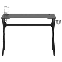 vidaXL datorspēļu galds, K-formas kājas, melns, 110x60x75 cm цена и информация | Компьютерные, письменные столы | 220.lv
