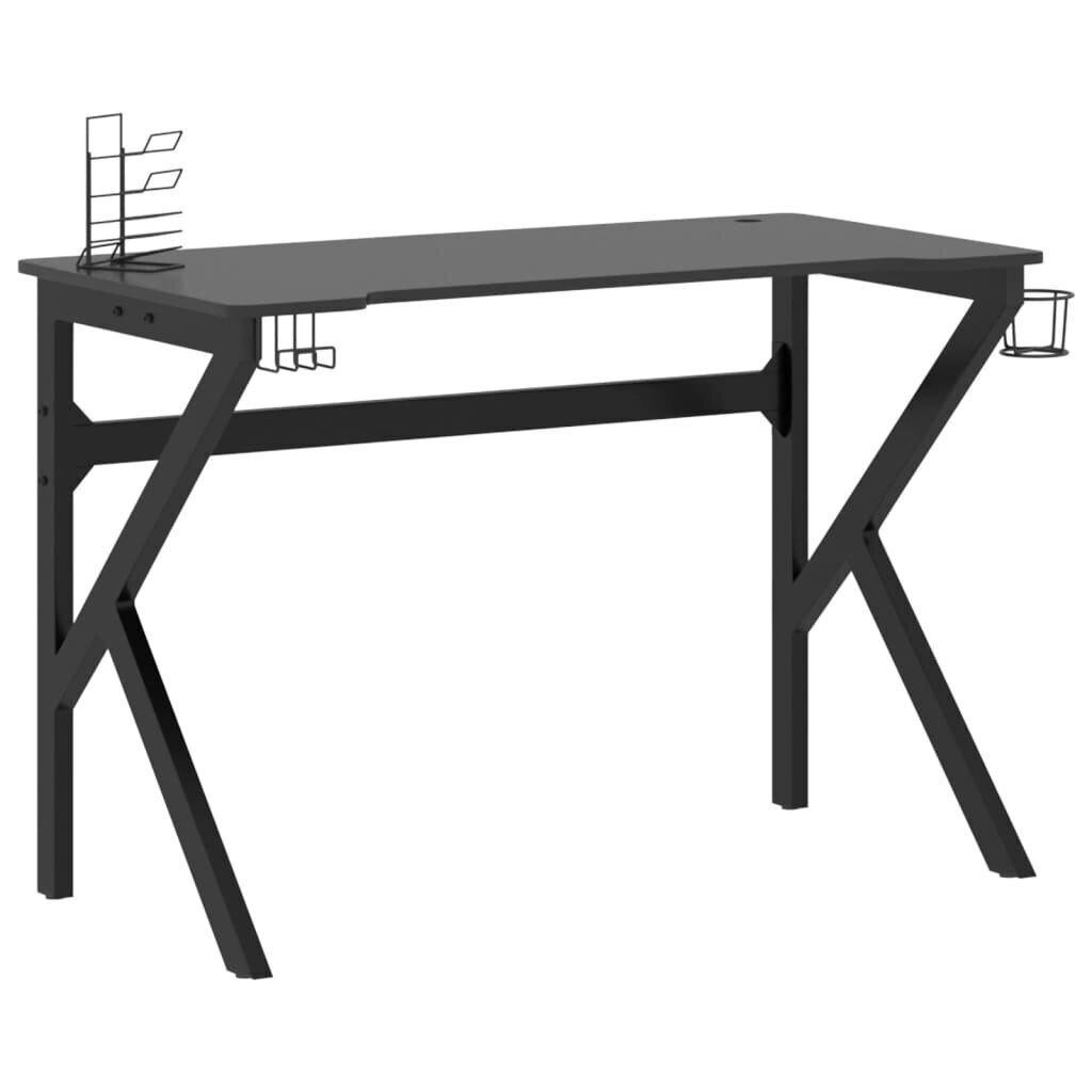 vidaXL datorspēļu galds, K-formas kājas, melns, 110x60x75 cm cena un informācija | Datorgaldi, rakstāmgaldi, biroja galdi | 220.lv