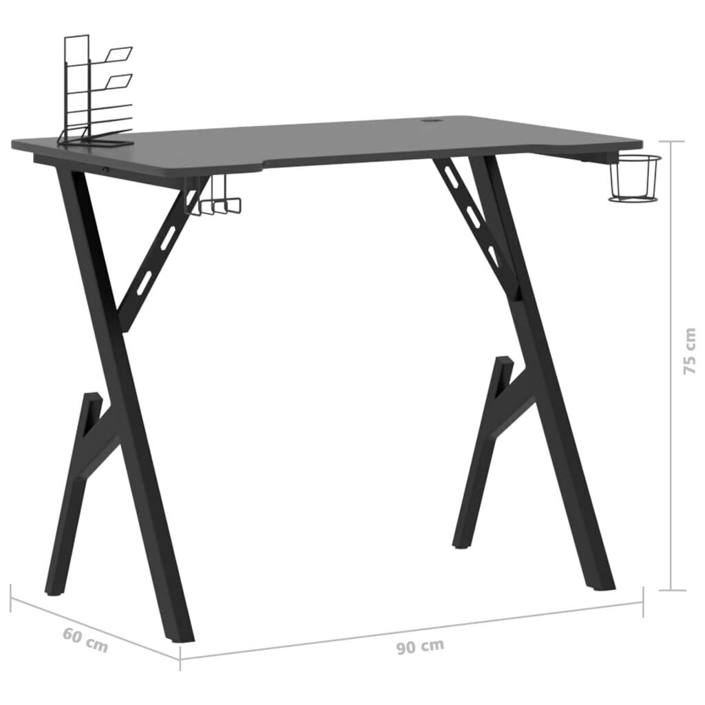 vidaXL datorspēļu galds, Y-formas kājas, melns, 90x60x75 cm цена и информация | Datorgaldi, rakstāmgaldi, biroja galdi | 220.lv