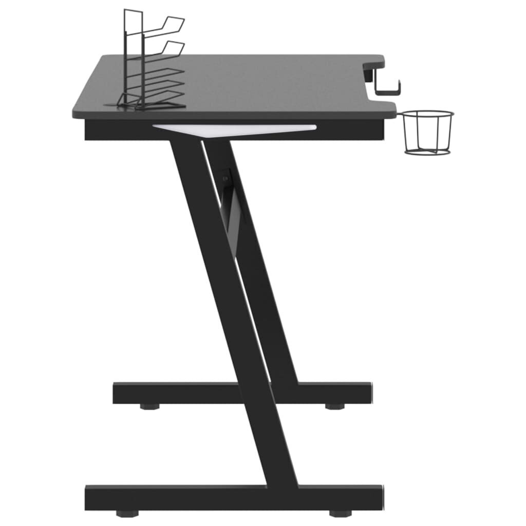 vidaXL datorspēļu galds ar LED, Z-formas kājas, melns, 110x60x75 cm cena un informācija | Datorgaldi, rakstāmgaldi, biroja galdi | 220.lv