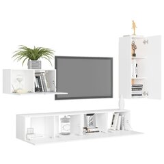 vidaXL 4-daļīgs TV skapīšu komplekts, balts, skaidu plāksne cena un informācija | TV galdiņi | 220.lv