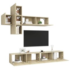 vidaXL 7-daļīgs TV skapīšu komplekts, ozolkoka krāsa, skaidu plāksne cena un informācija | TV galdiņi | 220.lv
