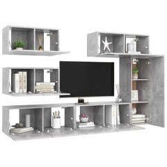 vidaXL 6-daļīgs TV plauktu komplekts, betona pelēks, skaidu plāksne cena un informācija | TV galdiņi | 220.lv