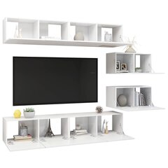 vidaXL 6-daļīgs TV skapīšu komplekts, skaidu plāksne, spīdīgi balts цена и информация | Тумбы под телевизор | 220.lv