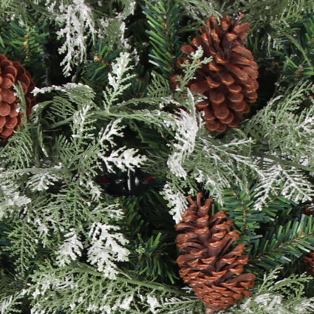 vidaXL Ziemassvētku egle ar čiekuriem, zaļa ar baltu, 150 cm, PVC, PE цена и информация | Mākslīgās egles, vainagi, statīvi | 220.lv