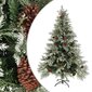 vidaXL Ziemassvētku egle ar čiekuriem, zaļa ar baltu, 150 cm, PVC, PE цена и информация | Mākslīgās egles, vainagi, statīvi | 220.lv