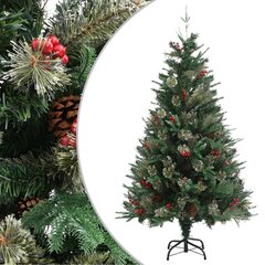 vidaXL Ziemassvētku egle ar čiekuriem, zaļa, 150 cm, PVC, PE цена и информация | Искусственные елки | 220.lv