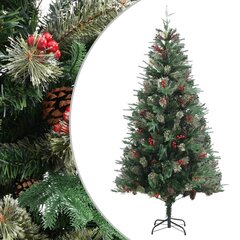 vidaXL Ziemassvētku egle ar čiekuriem, zaļa, 225 cm, PVC, PE цена и информация | Искусственные елки | 220.lv
