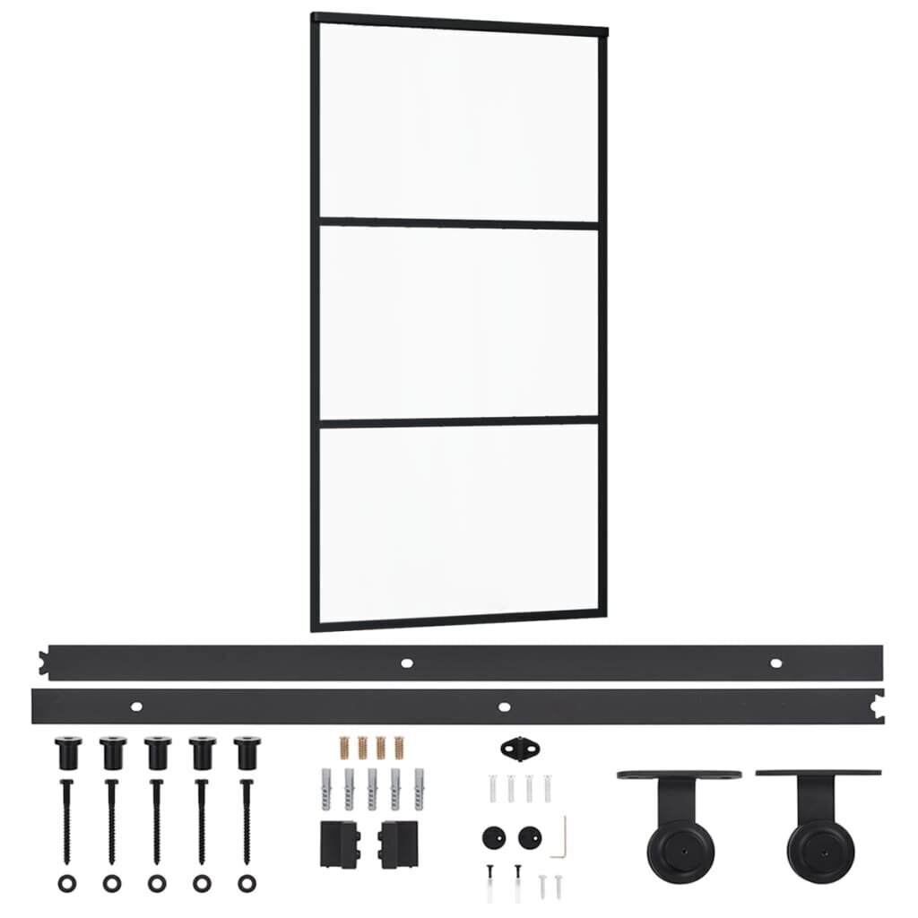 vidaXL bīdāmās durvis ar stiprinājumiem, stikls, alumīnijs, 102x205 cm cena un informācija | Iekšdurvis | 220.lv