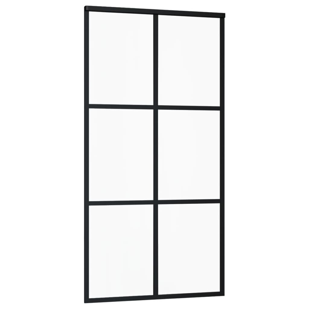 vidaXL bīdāmās durvis ar stiprinājumiem, stikls, alumīnijs, 102x205 cm cena un informācija | Iekšdurvis | 220.lv