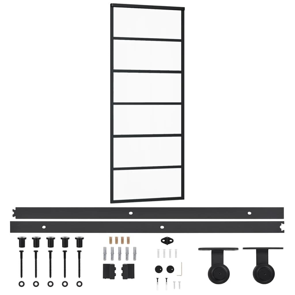 vidaXL bīdāmās durvis ar stiprinājumiem, stikls, alumīnijs, 76x205 cm цена и информация | Iekšdurvis | 220.lv