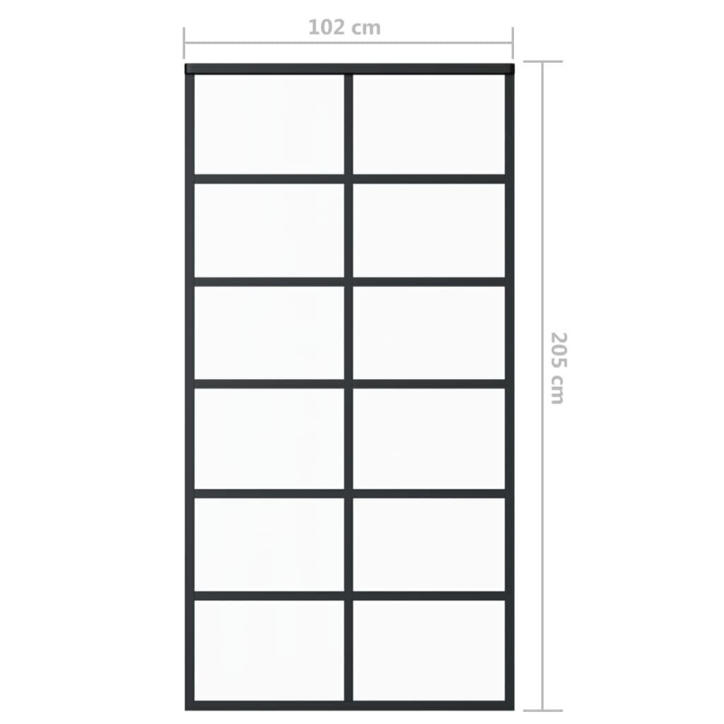 vidaXL bīdāmās durvis ar stiprinājumiem, stikls, alumīnijs, 102x205 cm cena un informācija | Iekšdurvis | 220.lv