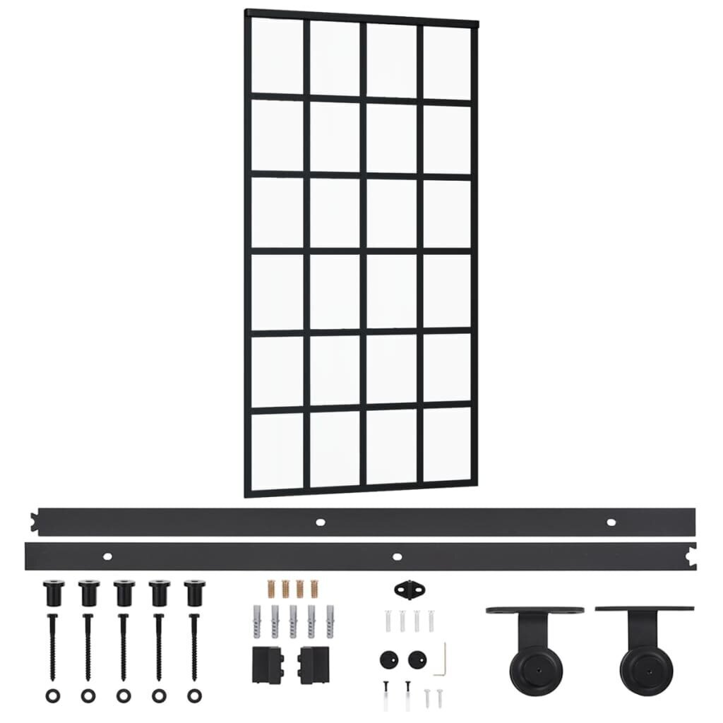 vidaXL bīdāmās durvis ar stiprinājumiem, stikls, alumīnijs, 102x205 cm cena un informācija | Iekšdurvis | 220.lv