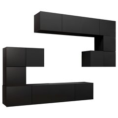 vidaXL 8-daļīgs TV skapīšu komplekts, melns, skaidu plāksne cena un informācija | TV galdiņi | 220.lv