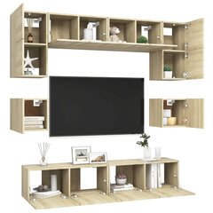 vidaXL 8-daļīgs TV skapīšu komplekts, ozolkoka krāsa, skaidu plāksne cena un informācija | TV galdiņi | 220.lv