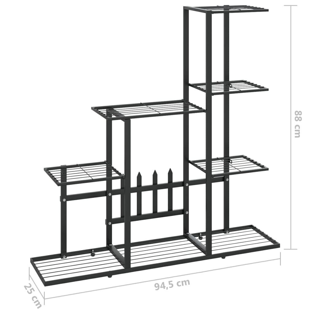 vidaXL 5 līmeņu puķu statīvs, 94,5x25x88 cm, melns metāls cena un informācija | Dārza instrumenti | 220.lv