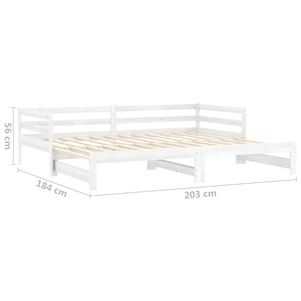 vidaXL izvelkama gulta, balta, priedes masīvkoks, 2x(90x200) cm cena un informācija | Gultas | 220.lv