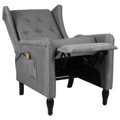 vidaXL masāžas krēsls, atgāžams, gaiši pelēks audums cena un informācija | Atpūtas krēsli | 220.lv